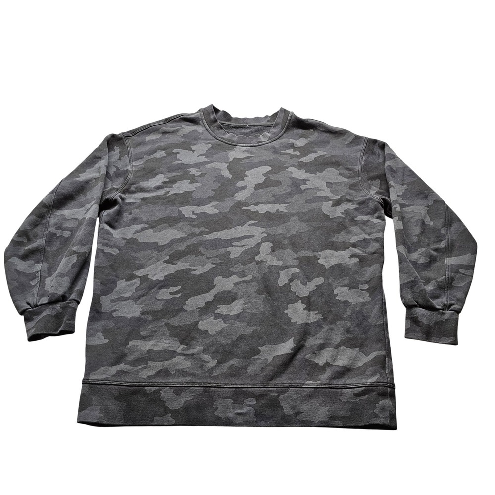 Lululemon Crewneck Sweatshirt Mens XL Grey Camo French Terry Pullover 5048